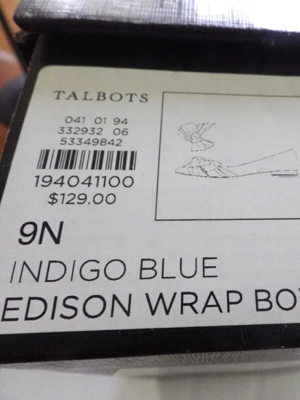 Talbots Edison Wrap Bow Flat/ Indigo Blue/ Suede Leather/ 9N